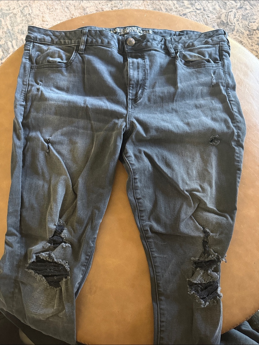 American Eagle Outfitters Washed Black Distressed Jeggings